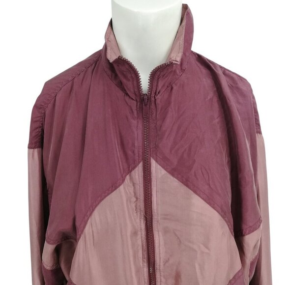 Vintage 100% Silk Exchange Pink Full Zip Windbreaker Jacket Size M Mauve Granny - Picture 5 of 11